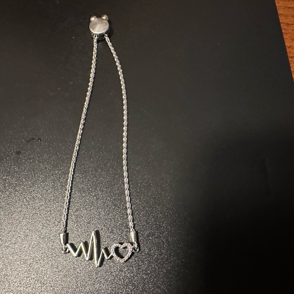 Silver and diamond Heartbeat Bracelet